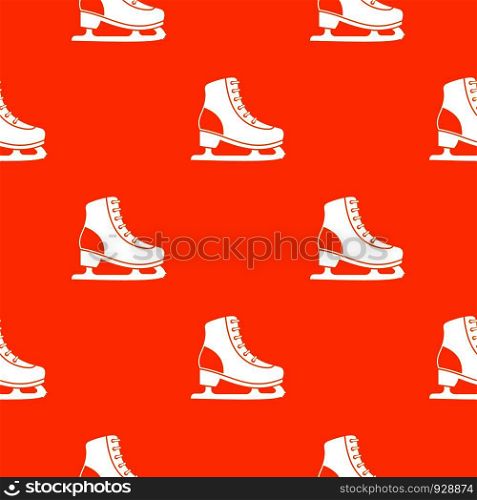 Ice skate pattern repeat seamless in orange color for any design. Vector geometric illustration. Ice skate pattern seamless
