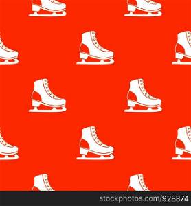 Ice skate pattern repeat seamless in orange color for any design. Vector geometric illustration. Ice skate pattern seamless