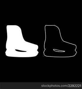Ice skate sport hockey boot figure skates winter rink equipment footwear set icon white color vector illustration image simple solid fill outline contour line thin flat style. Ice skate sport hockey boot figure skates winter rink equipment footwear set icon white color vector illustration image solid fill outline contour line thin flat style
