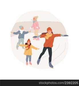 Ice skating class isolated cartoon vector illustration. Sport day camp, ice skating for children, physical activity, winter sport, professional training, indoors rink, daycare vector cartoon.. Ice skating class isolated cartoon vector illustration.
