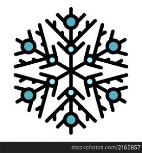 Ice snowflake icon. Outline ice snowflake vector icon color flat isolated. Ice snowflake icon color outline vector