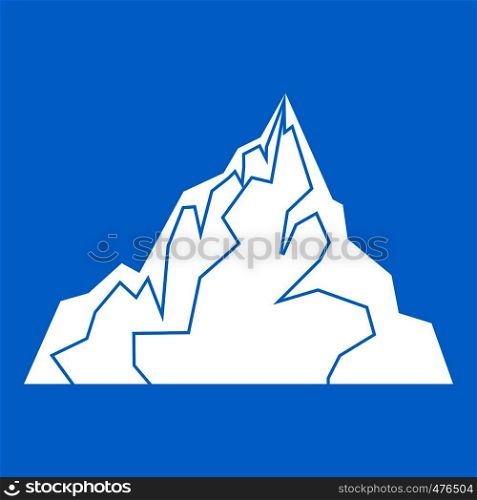 Iceberg icon white isolated on blue background vector illustration. Iceberg icon white