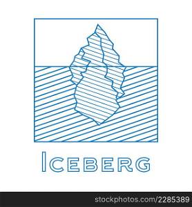 Iceberg in linear style. Outline iceberg isolated on white background. Vector illustration. Icon with iceberg. Iceberg for logotype.