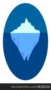 Iceberg on sea, illustration, vector on white background.