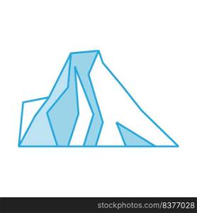 Iceberg vector icon and blue illustration underwater sea. Nature deep ocean and polar antarctic cold. Arctic freeze mountain glacier symbol and frozen berg design. Abstract under north landscape