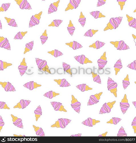 icecream seamless pattern. Cute pink ice cream cones seamless pattern. Vector background for textile, print, child cloth, wallpaper, wrapping. Girly illustration in soft pink colors.