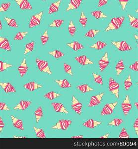icecream seamless pattern. Cute pink ice cream cones seamless pattern. Vector background for textile, print, child cloth, wallpaper, wrapping. Girly illustration in bright blue and soft pink colors.