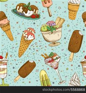 Icecream seamless sweet background pattern vector illustration