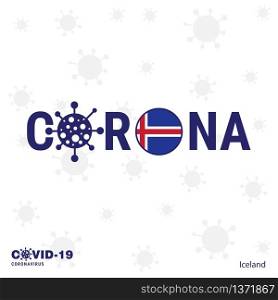 Iceland Coronavirus Typography. COVID-19 country banner. Stay home, Stay Healthy. Take care of your own health