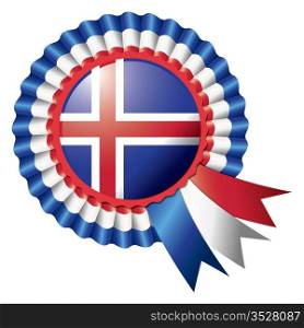 Iceland detailed silk rosette flag, eps10 vector illustration