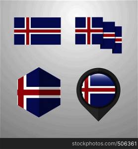 Iceland flag design set vector