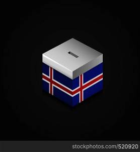 Iceland Flag Printed on Vote Box. Vector EPS10 Abstract Template background