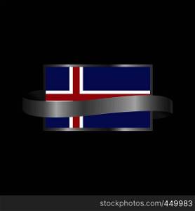 Iceland flag Ribbon banner design