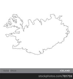 Iceland - Outline Europe Country Map Vector Template, stroke editable Illustration Design. Vector EPS 10.