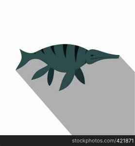 Ichthyosaur dinosaur icon. Flat illustration of ichthyosaur dinosaur vector icon for web isolated on white background. Ichthyosaur dinosaur icon, flat style