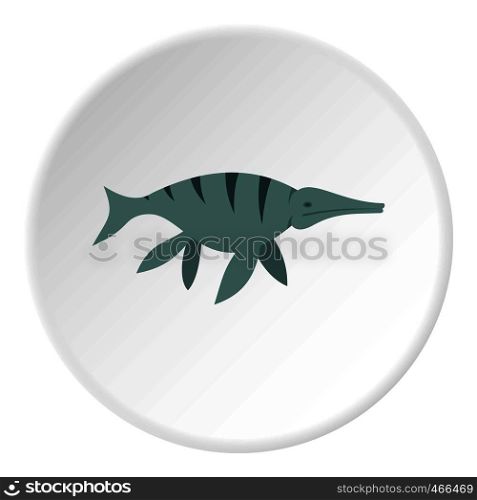 Ichthyosaur dinosaur icon in flat circle isolated on white background vector illustration for web. Ichthyosaur dinosaur icon circle