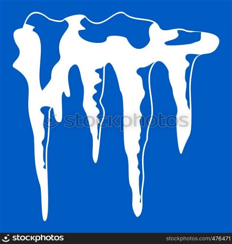 Icicles icon white isolated on blue background vector illustration. Icicles icon white