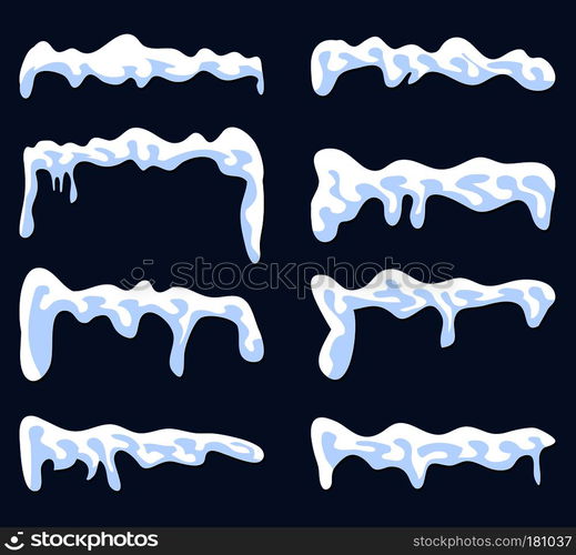 Icicles, snow cap, drift vector symbol icon design set. Beautiful illustration isolated on white background