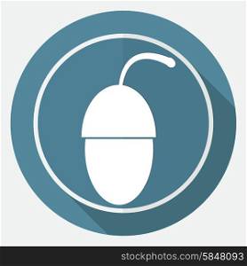 Icon acorn on white circle with a long shadow