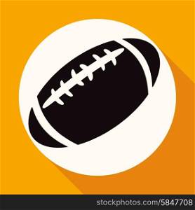 Icon american football on white circle with a long shadow