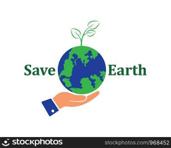 icon and logo of earth care vector illustration design template