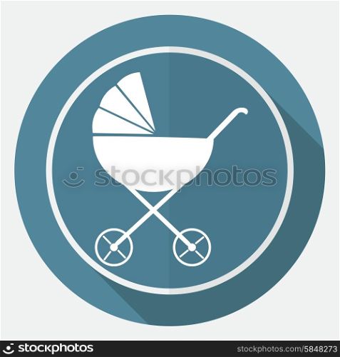 Icon Baby carriages on white circle with a long shadow