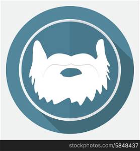 Icon beard on white circle with a long shadow