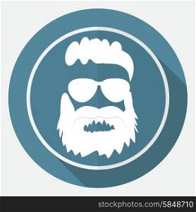 Icon beard on white circle with a long shadow