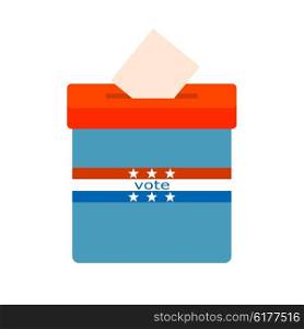 Icon blue ballot box. Referendum icon - ballot box with red cap. Symbol of free voting in America symbol. The concept of a &#xA;free people. Element for design of the campaign. Vector Stock