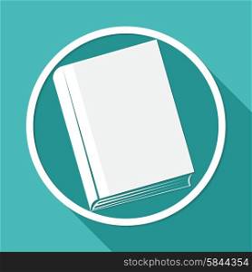 Icon book on white circle with a long shadow
