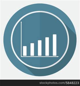Icon Business graph on white circle with a long shadow