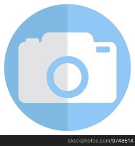 Icon camera blue papercut round design Royalty Free Vector
