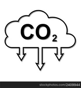 Icon carbon dioxide emissions Co2 cloud with shadow. Business concept for reducing Co2 gas emissions