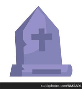 Icon cartoon headstone or tombstone for grave. Death gravestone for cemetery and dead symbol. Halloween tomb or scary burial. Crypt or old element rip and ingenious vector illustration