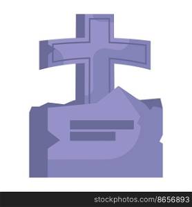 Icon cartoon headstone or tombstone for grave. Death gravestone for cemetery and dead symbol. Halloween tomb or scary burial. Crypt or old element rip and ingenious vector illustration