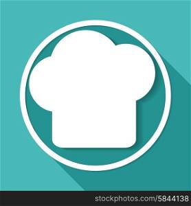 Icon chef hat on white circle with a long shadow