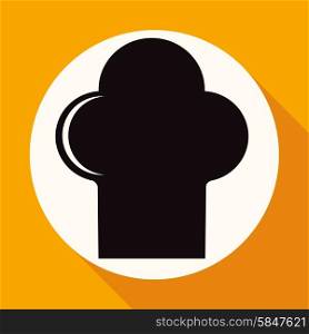 Icon chef hat on white circle with a long shadow