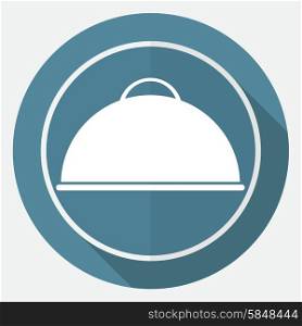 Icon chef on white circle with a long shadow