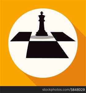 Icon Chess on white circle with a long shadow