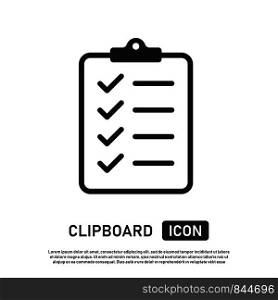 Icon clipboard checklist or document with checkmark with text in flat style. EPS 10. Icon clipboard checklist or document with checkmark with text in flat style.