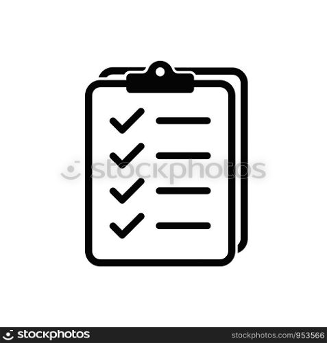 Icon clipboard checklist or document with checkmark with text in flat style. EPS 10. Icon clipboard checklist or document with checkmark with text in flat style.