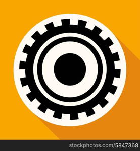 Icon Cogs on white circle with a long shadow