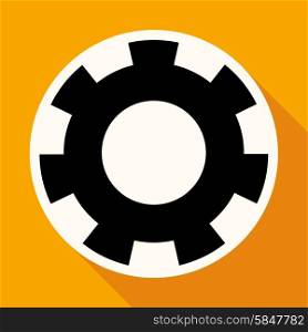 Icon Cogs on white circle with a long shadow