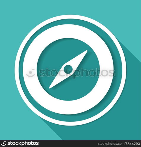 Icon Compass on white circle with a long shadow