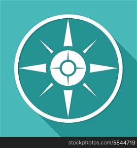 Icon Compass on white circle with a long shadow