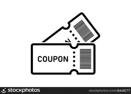 Icon coupon or ticket isolated. Retro cinema or theatre ticket. Paper coupons. EPS 10. Icon coupon or ticket isolated. Retro cinema or theatre ticket. Paper coupons.