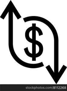 Icon crisis development flourishing, dollar sign arrow up down business