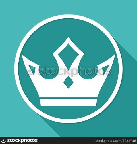 Icon Crown on white circle with a long shadow