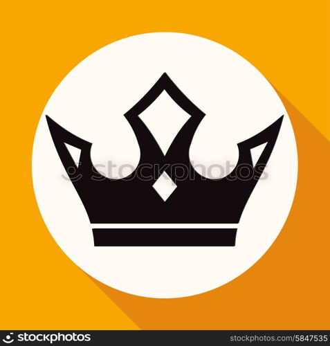 Icon Crown on white circle with a long shadow