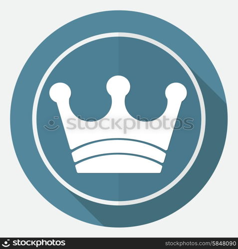 Icon Crown on white circle with a long shadow